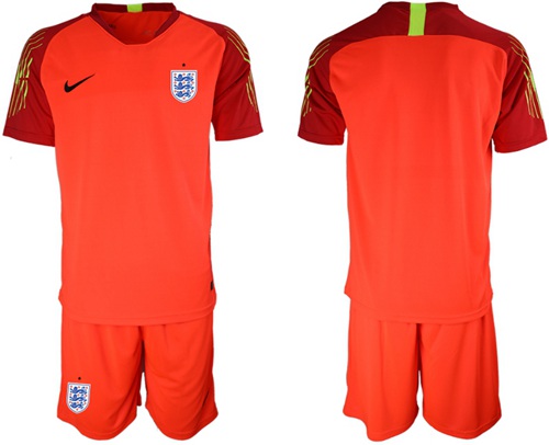 England Blank Red Goalkeeper Soccer Country Jersey